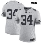 Men's NCAA Ohio State Buckeyes Owen Fankhauser #34 College Stitched No Name Authentic Nike Gray Football Jersey SJ20P71YG